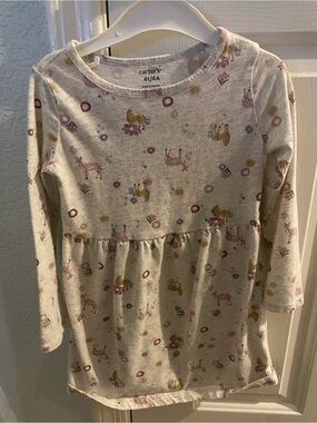 Carter's 4T Long-Sleeve Unicorn & Floral Dress